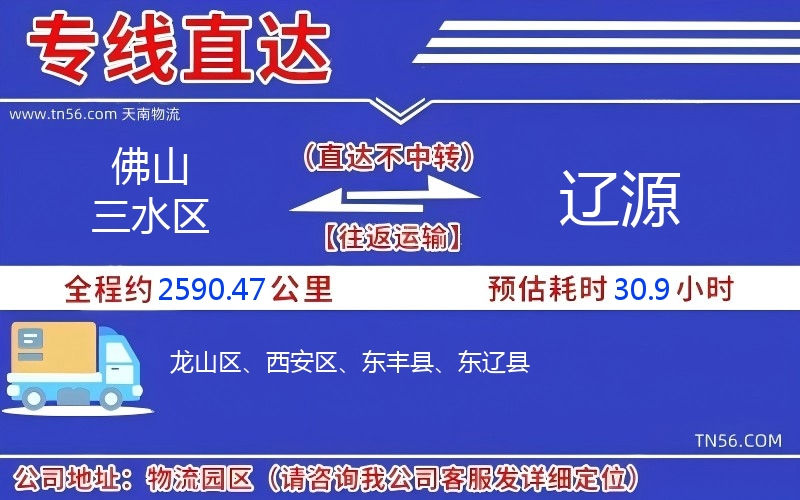 佛山三水区到辽源物流公司
