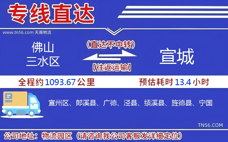 佛山三水区到宣城物流公司