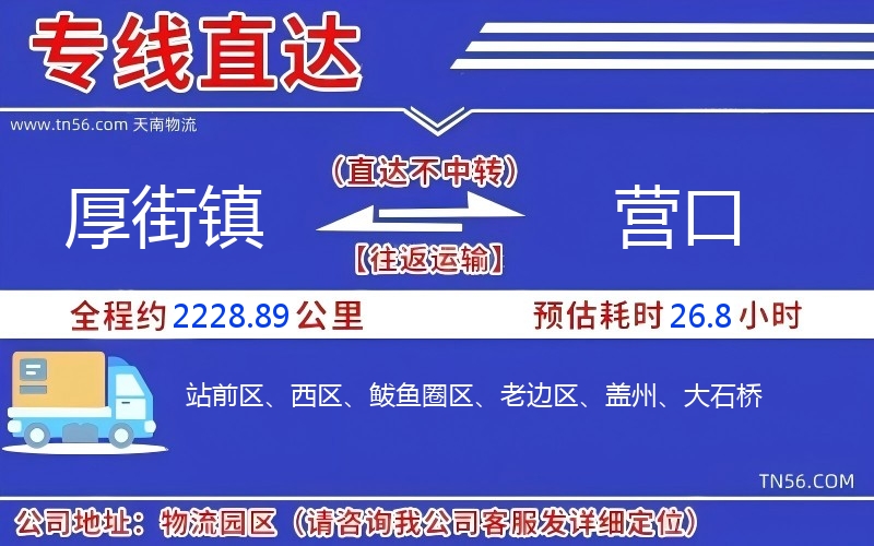 厚街镇到营口物流公司