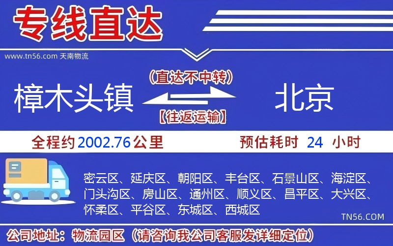 樟木头镇到北京物流公司