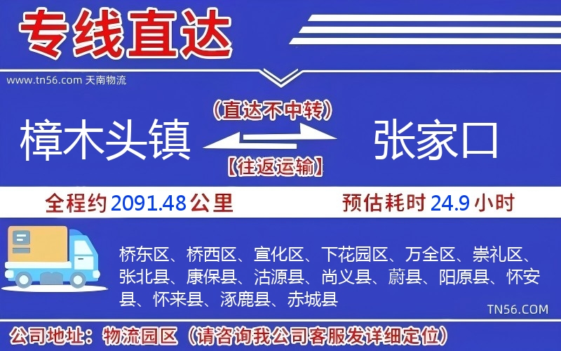 樟木头镇到张家口物流公司
