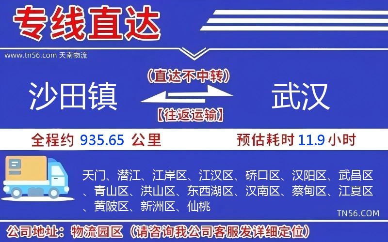沙田镇到武汉物流公司