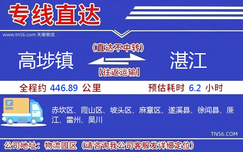 高埗镇到湛江物流公司 高埗镇到湛江物流公司